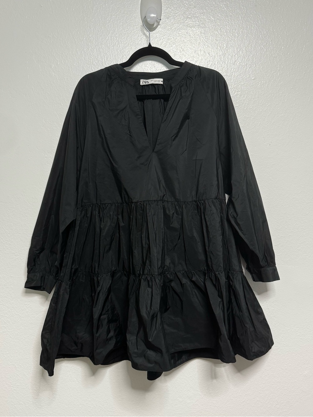 Zara Black Long-Sleeve Mini Dress